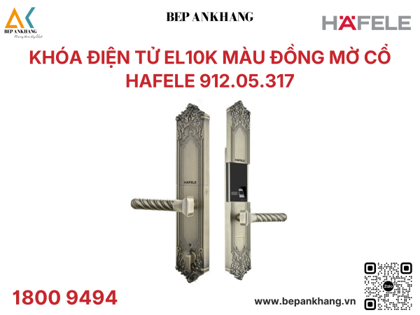 Khóa Điện Tử EL10K Màu Đồng Mờ Cổ Hafele 912.05.317